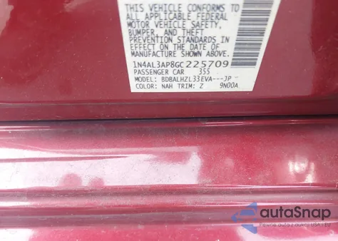 2016 Nissan Altima 2.5 Sr from USA, damaged, VIN 1N4AL3AP8GC225709